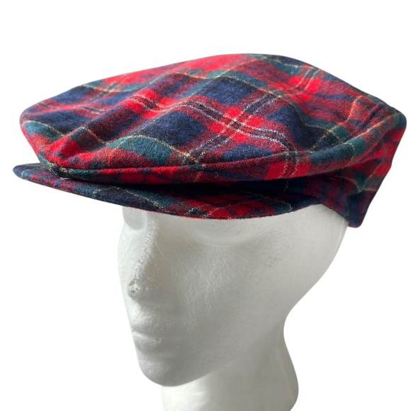 VTG Pendleton Duckbill Newsboy Hat Wool Tartan Plaid Cap Cabbie Large Made USA - Picture 1 of 12